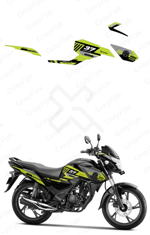 Rider Edition Half Body Sticker Compatible with Shine SP 125 | Made In Premium Gloss Vinyl With FPF (Fade Protection Film), Water Proof, Precut Sticker, Pack Of 1 Compatible with Both Side